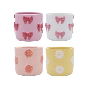 Pot Bow + Daisy d10/10.7xh9.6 4assorted d10/10.7xh9.6