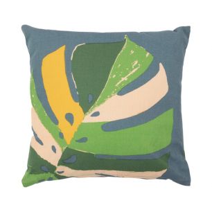 Monstera m. blue cushion 45x45 cm