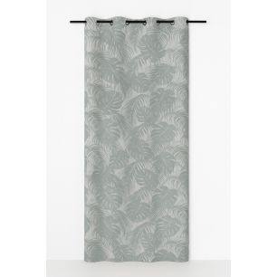 Palma Curtain Print Monstera Grey 8 Rings 135 x 260 cm