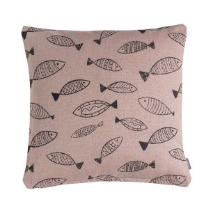 Fishes coussin taupe noir 45x45cm 
