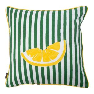 Cushion Taormina stripe with lemon green 45x45cm
