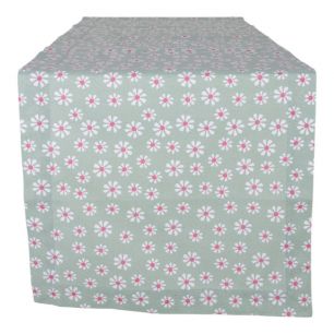Daisy Flowers Tafelloper groen 50x140cm 
