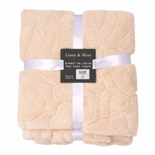 Plaid Bladeren Beige 140x200cm