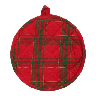 Wonder Christmas Pannenlap Onderzetter rond goud groen rood 20cm 