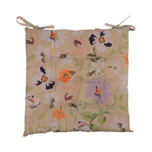 Valerie Flower Print Coussin de chaise d'extérieur beige 40x40cm+3cm 