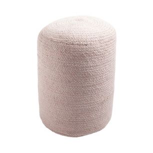 Braided powder pink copper Pouf 35 cm diameter, 45cm high