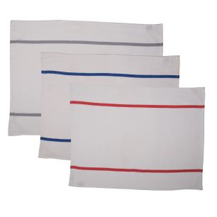 Herringbone Stripe Torchon de cuisine bleu +gris+rouge 50x70cm (set of 3) 