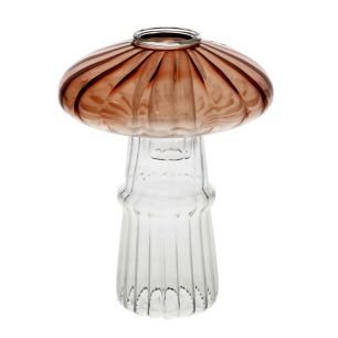 Candle Holder Russle Line Finish Mushroom Brown