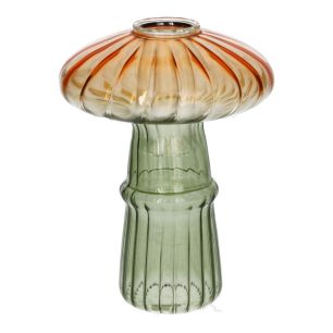 Candle Holder Russle Line Finish Mushroom Green