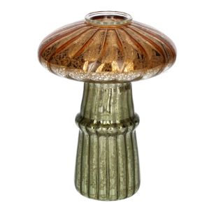 Candle Holder Russle Line Finish Metallic Mushroom Green