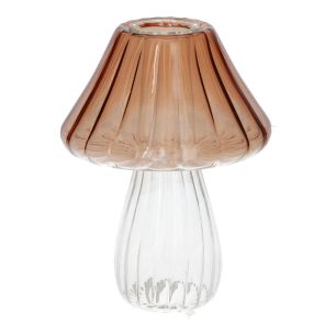 Candle Holder Amanita Line Finish Mushroom Brown