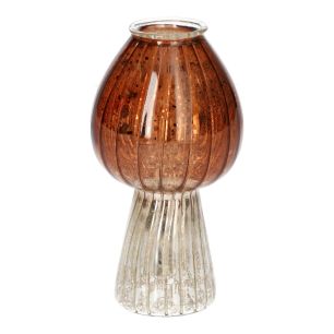Candle Holder Morel Line Finish Metallic Mushroom Brown