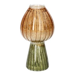 Candle Holder Morel Line Finish Metallic Mushroom Green