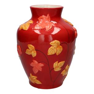 Vase Leaves Red Small