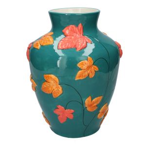 Vase Leaves Blue Small