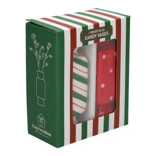 Vase Gift Box 2pcs Candy Dots Finish Green