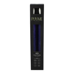 Set/2 Dinner LED candle Lumina1 RC d2.2xh24.5 rustic d.blue