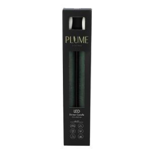 Set/2 Dinner LED candle Lumina1 RC d2.2xh24.5 rustic forest green