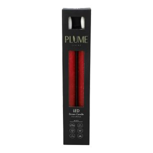 Set/2 Dinner LED candle Lumina1 RC d2.2xh24.5 rustic red