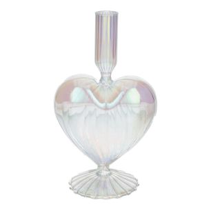 Candle Holder Lovely Pearl Finish Clear Large