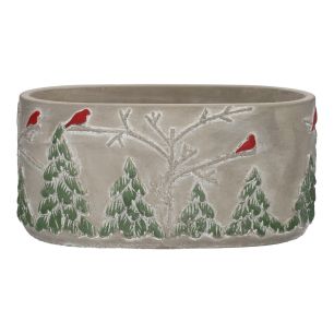Jardinière Red Bird  Oval Gris