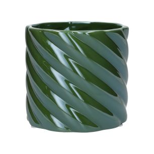 Pot Twirly Pearl Finish Green Medium