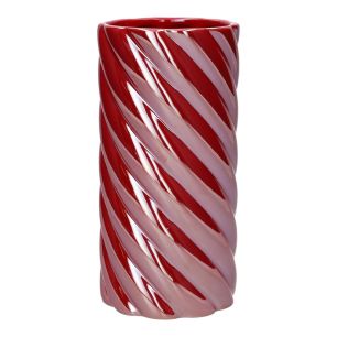 Vase Twirly Pearl Finish Red Medium