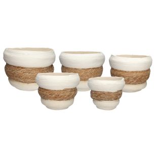 Set/5 Korb d37/42xh33 weiß/natur