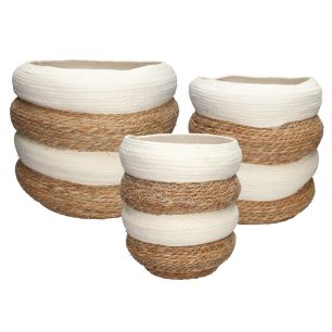 Set/3 Korb d39/48xh39 weiß/natur