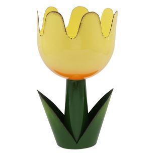 Metall Tulpe Pflanzgefäß d16xh28.5 gelb