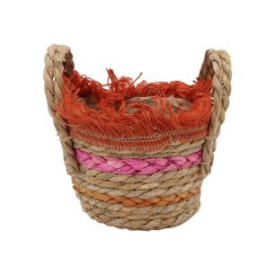 Basket d14/14.5xh10 fuchsia/natural