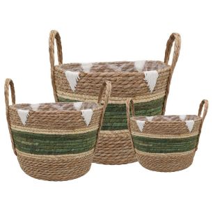 S/3 panier d43xh34.5 naturel/vert