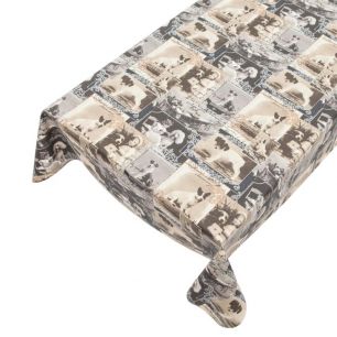 Textile Tablecloth Coated Linen brown 37/20mtr1 