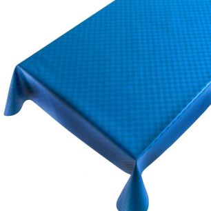 Damast Wasbaar gecoat tafeltextiel blauw 15mtr 