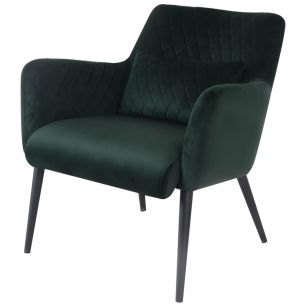 Armchair rose velvet and teddy fabric with armrests - velvet dark green