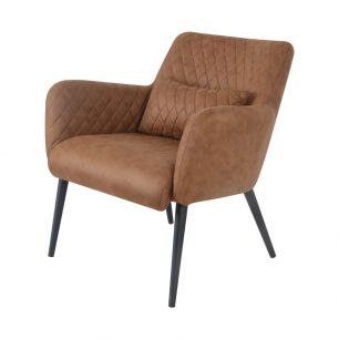 Armchair with armrests leather look Rose - Cognac