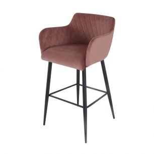 Bar stool Velvet Velvet Metal 75 cm Rose - Velvet Pink