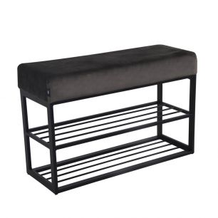 Shoe rack velvet velvet and boucle 80 x 30 cm couchy - velvet gray