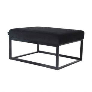 Pouf Hocker footstool side table velvet and leather look 75 cm Otto - Velvet Black