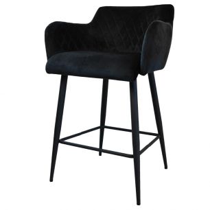 Bar stool velvet velvet and bouclé metal 65 cm rose - velvet black