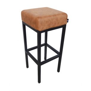 Bar stool leather look artificial leather Bruce - Cognac, 75 cm