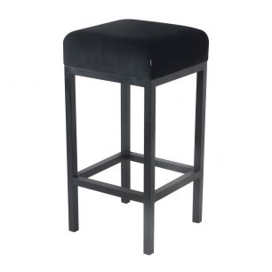 Bar stool Velvet Velvet and Bouclé Bruce - Velvet Black, 75 cm