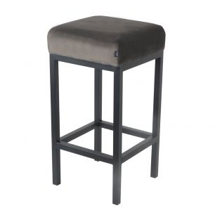 Bar stool Velvet Velvet and Bouclé Bruce - Velvet Gray, 75 cm