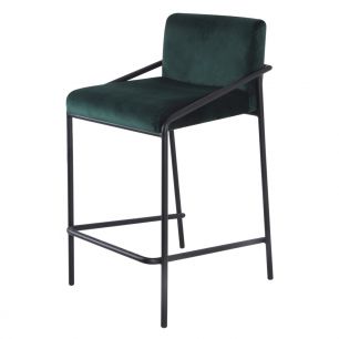 Bar stool Velvet Velvet and Bouclé Metal 65 cm Lev - Velvet Dark green