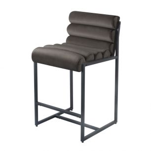 Bar stool Design stool 65 cm Velvet Tony - Velvet Gray