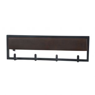 Wall coat rack coaty metal with velvet or leather look - Burgundy, 60cm