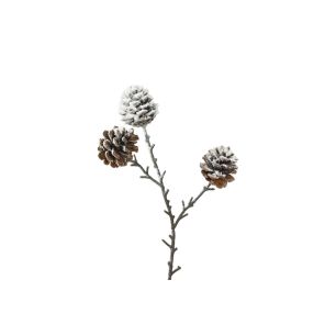 Pine cone spray snowy brown