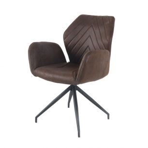 Dining room chair with armrests rotatable with herringbone pattern Apollo - Burgundy