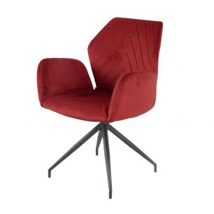 Dining room chair with armrests rotatable with herringbone pattern Apollo - Velvet Bordeaux red