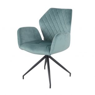 Dining room chair with armrests rotatable with herringbone pattern Apollo - Velvet Mintgroen